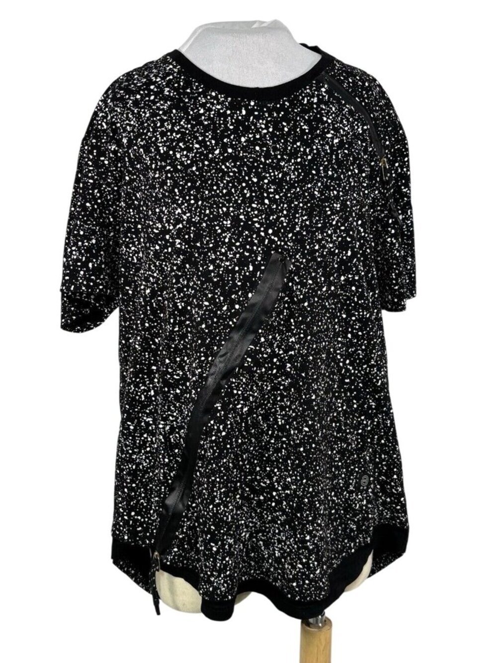 CKol Generation Womens Black & White Splatter Print Short-Sleeve Tunic Top With
